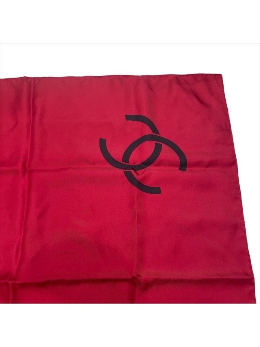 Chanel CC Logo Scarf Large Silk 100% Red - Picture 3 of 9